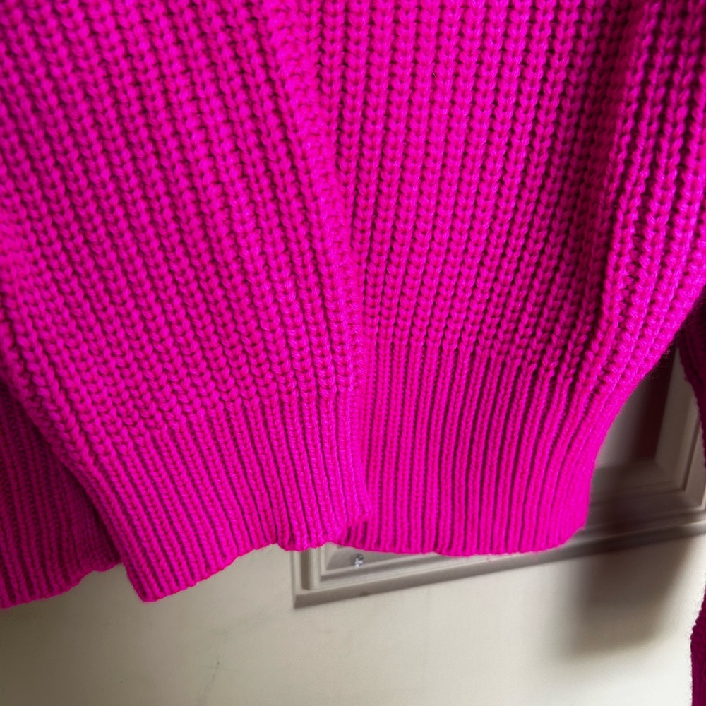 Maeve Hot Pink Ribbed V-Neck Button Cardigan Small - Picture 5 of 6
